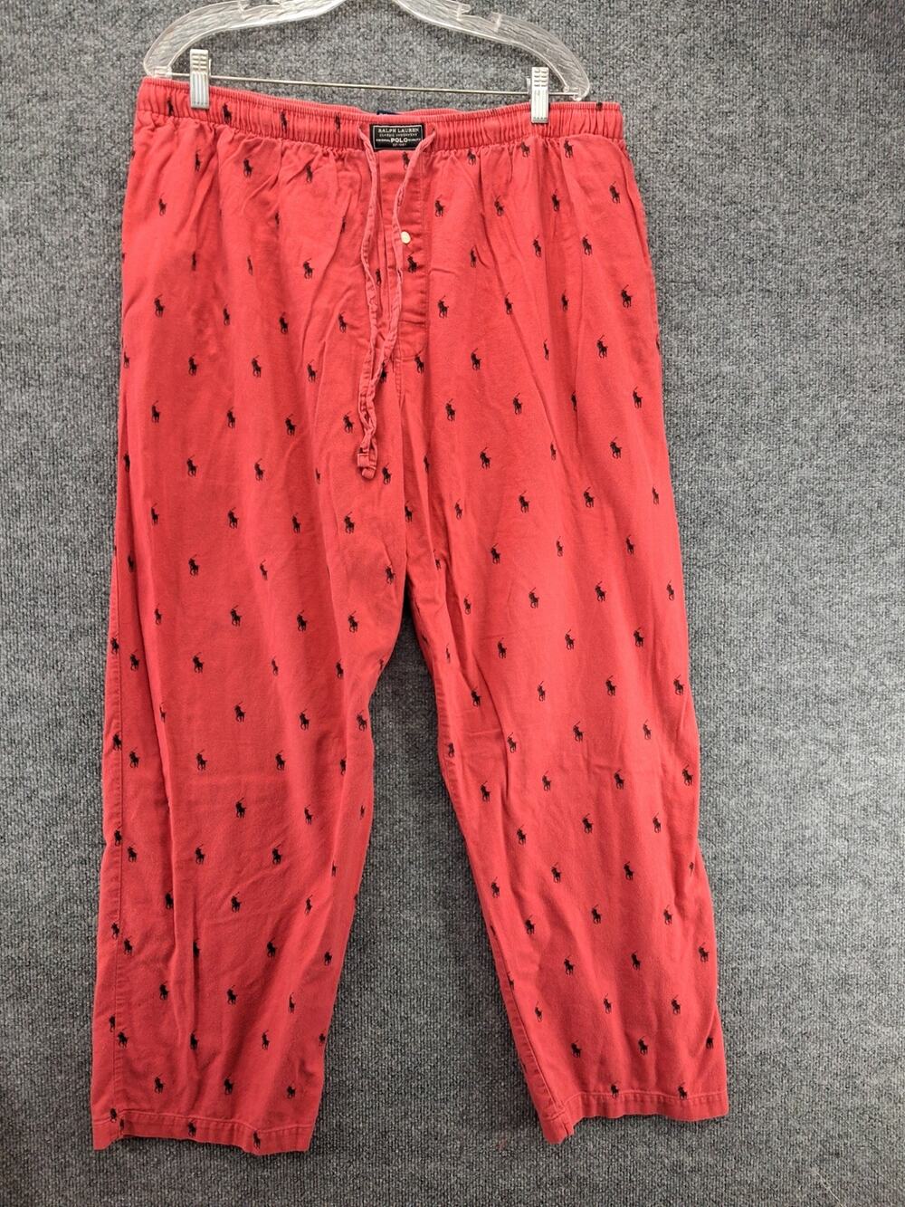 Polo Ralph Lauren Pajama Pants Mens XL Red All Over Pony